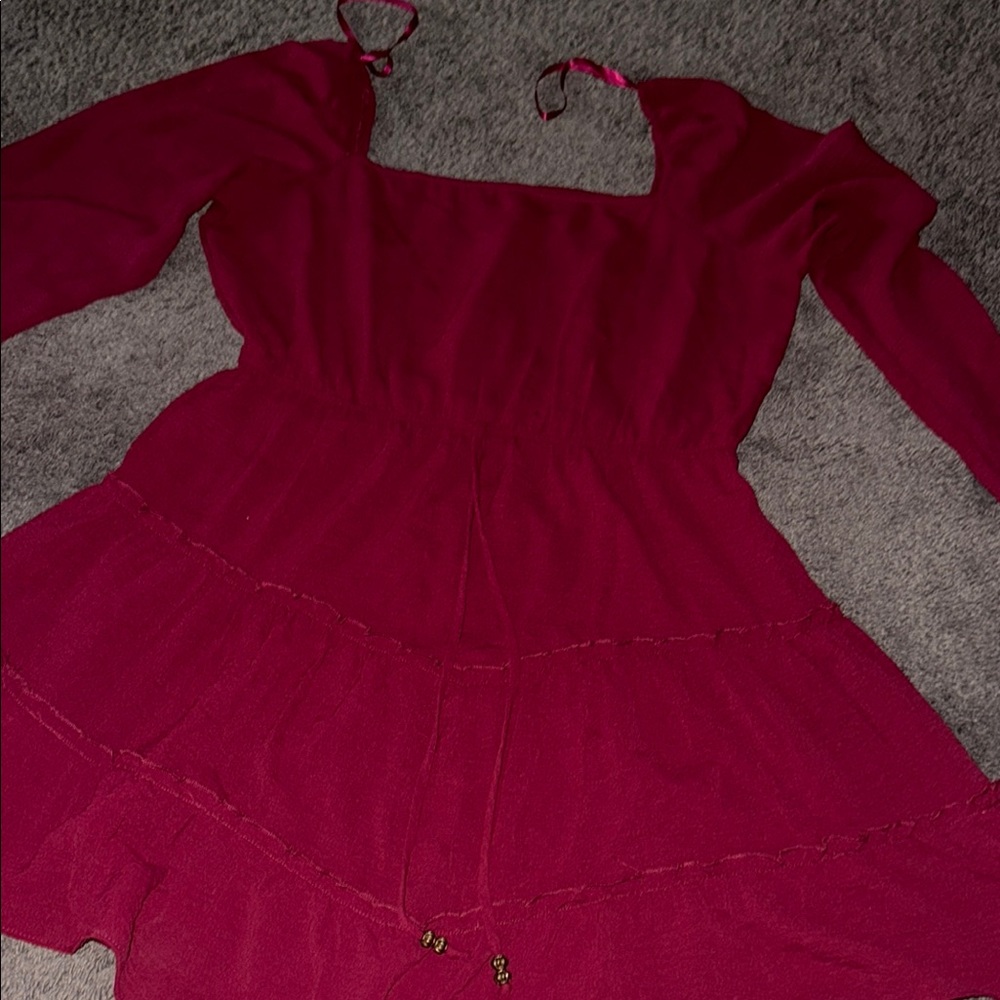 City Triangles Red Long Sleeve Sundress for Wedding Guest